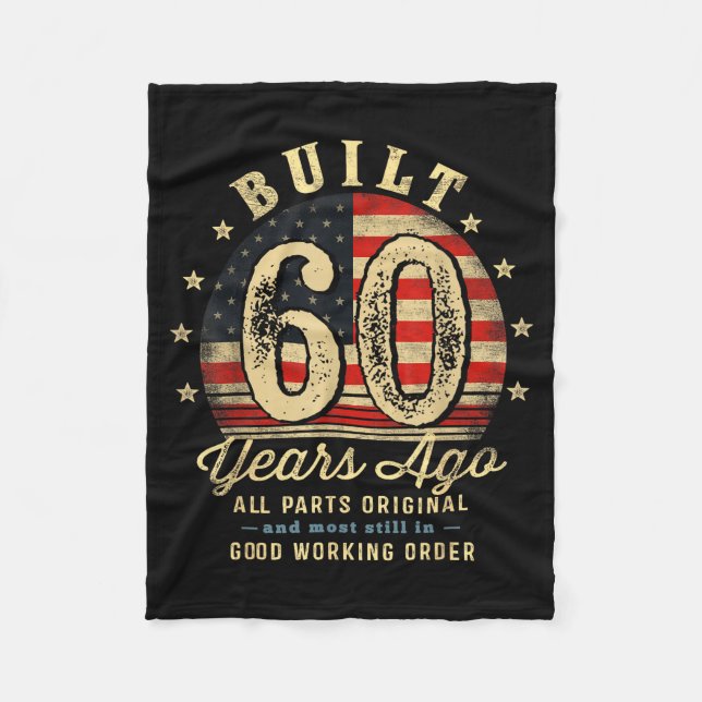 Built 60 Years Ago Funny 60th Birthday Usa Flag  Fleecedecke (Vorderseite)