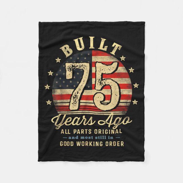 Built 75 Years Ago Funny 75th Birthday Usa Flag  Fleecedecke (Vorderseite)