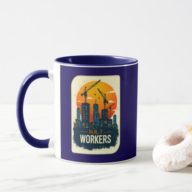 Built by Workers Vintage Construction Design Tasse (Mit Donut)