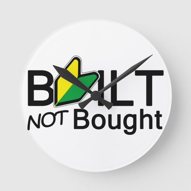 Built, not bought runde wanduhr (Vorderseite)