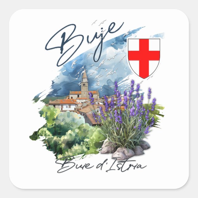 Buje Croatia Quadratischer Aufkleber (Vorderseite)