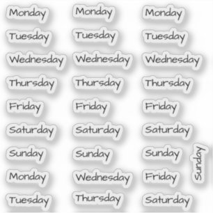 BuJo stickers jour petit - 4 semaines - transparen