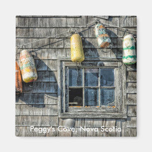 Bujys an einer Mauer, Peggys Cove, Nova Scotia. Magnet