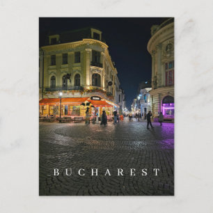 Bukarest Altstadt bei Nachtkarte Postkarte