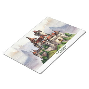 Bukarest Rumänien   Altstadt Aquarell-Kunst Notizblock