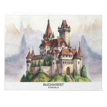 Bukarest Rumänien | Altstadt Aquarell-Kunst