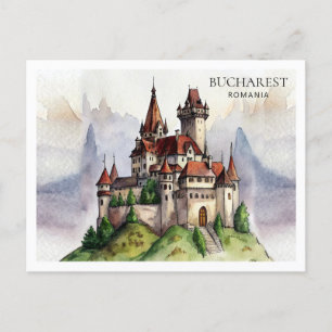Bukarest Rumänien   Altstadt Wasserfarben Kunst, D Feiertagspostkarte
