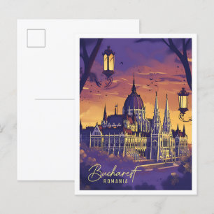 Bukarest Rumänien Vintage-Kunst-Reiseillustration Postkarte