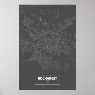 Bukarest, Rumänien (weiß auf schwarz) Poster