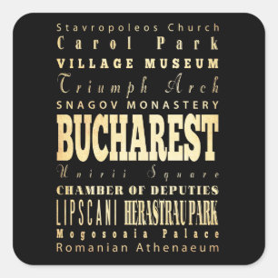 Bukarest Stadt Rumänien Typografie Kunst Quadratischer Aufkleber