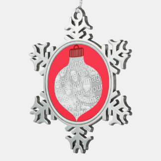 Bulb Form für Foto Red Schneeflocken Zinn-Ornament