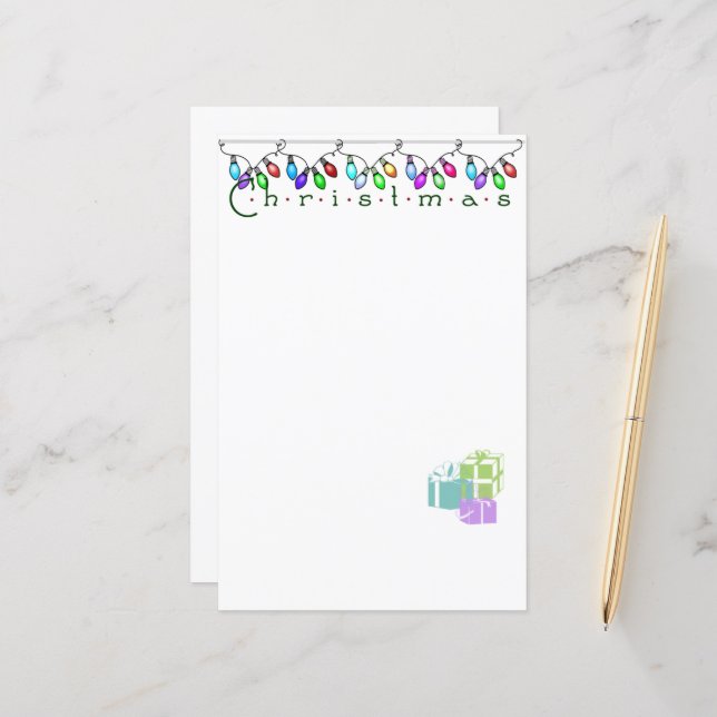 Bulbs Holiday Stationery (Matching Set) (Vorderseite/Rückseite Beispiel)