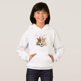 Buldog Francés with soccer ball Valentine's Day Hoodie