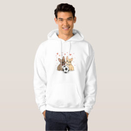 Buldog Francés with soccer ball Valentine's Day Hoodie
