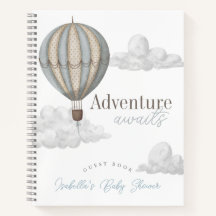 Bule Heißluftballon Baby Shower Gästebuch