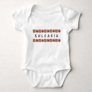 Bulgaria Ländersymbol Text Folk motif tradi Baby Strampler