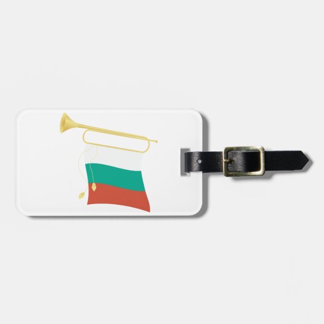 Bulgarian Flag and Bugle Gepäckanhänger (Vorderseite horizontal)