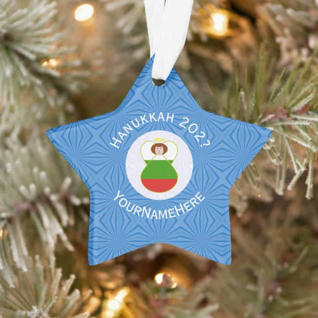 Bulgarien Angel Hanukkah Flag Personalisiert Ornament (Baum)