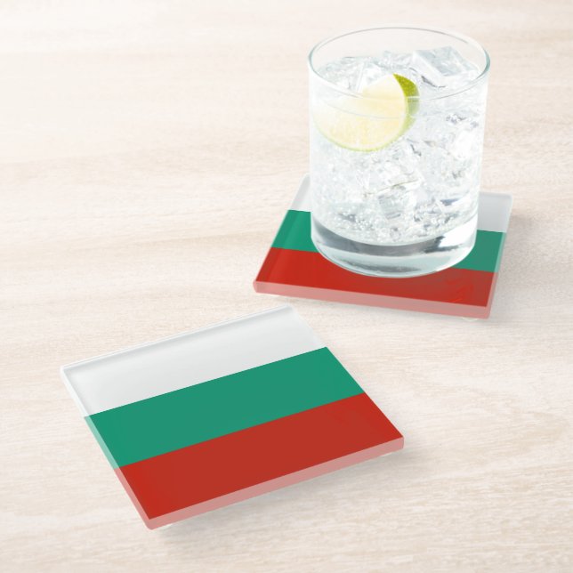Bulgarien-Flagge Glasuntersetzer (Schrägansicht)