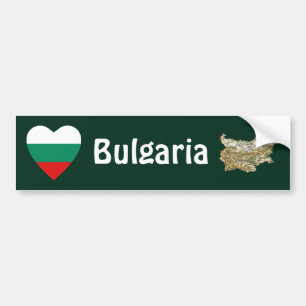 Bulgarien-Flaggen-Herz + Karten-Autoaufkleber Autoaufkleber