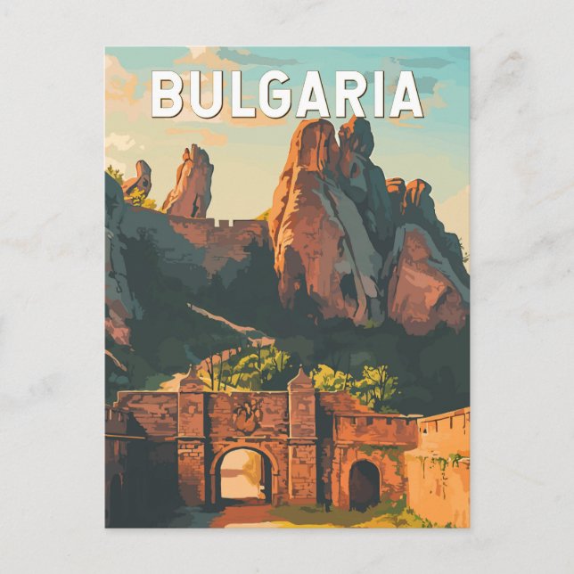 Bulgarien Illustration Travel Art Vintag Postkarte (Vorderseite)