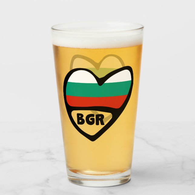Bulgarien - Ländercode - Flaggenschwerpunkt, BGR Glas (Vorne (Gefüllt))