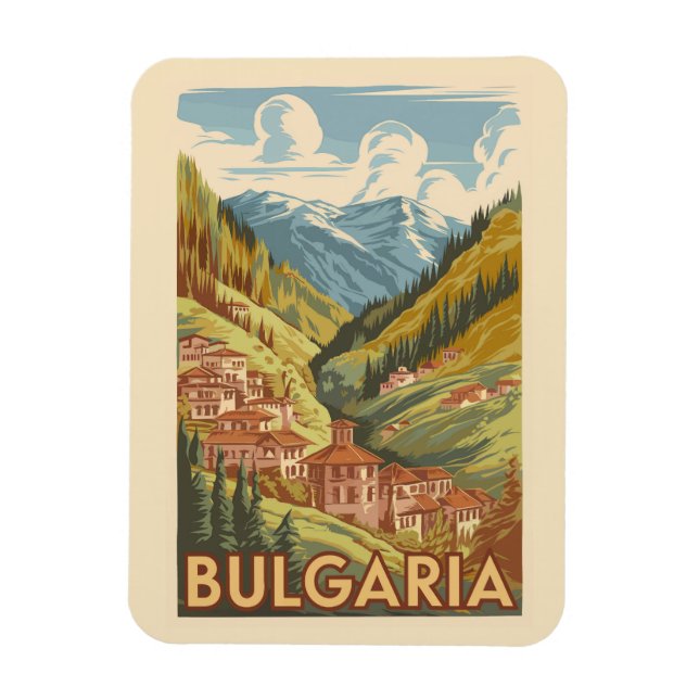 Bulgarien Malerische Illustration Reisen Kunst Vin Magnet (Vertikal)
