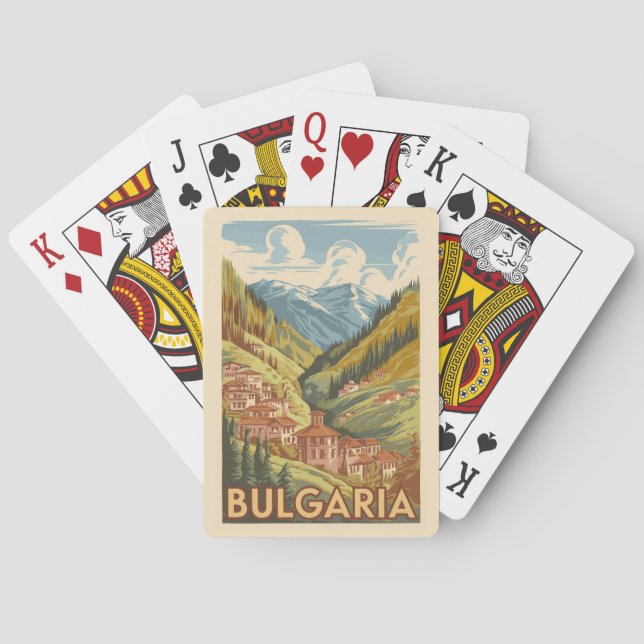 Bulgarien Malerische Illustration Reisen Kunst Vin Spielkarten (Rückseite)