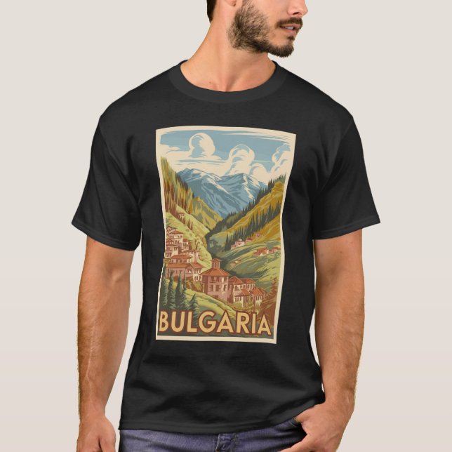 Bulgarien Malerische Illustration Reisen Kunst Vin T-Shirt (Vorderseite)