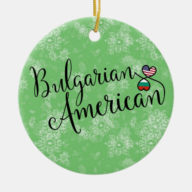Bulgarisch-Amerikanisches Herz Weihnachtsbaum Orna Keramik Ornament (Vorne)