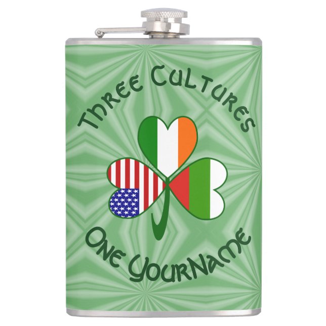 Bulgarisch-Amerikanisches Kleeblatt-Flag personali Flachmann (Vorderseite)