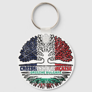 Bulgarisch-Französisch-Tree-Roots-Flag Schlüsselanhänger