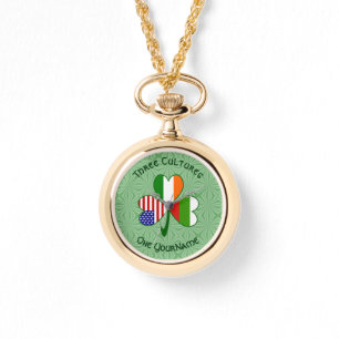 Bulgarisch Irisch Amerikanischer Shamrock-Flagge P Armbanduhr