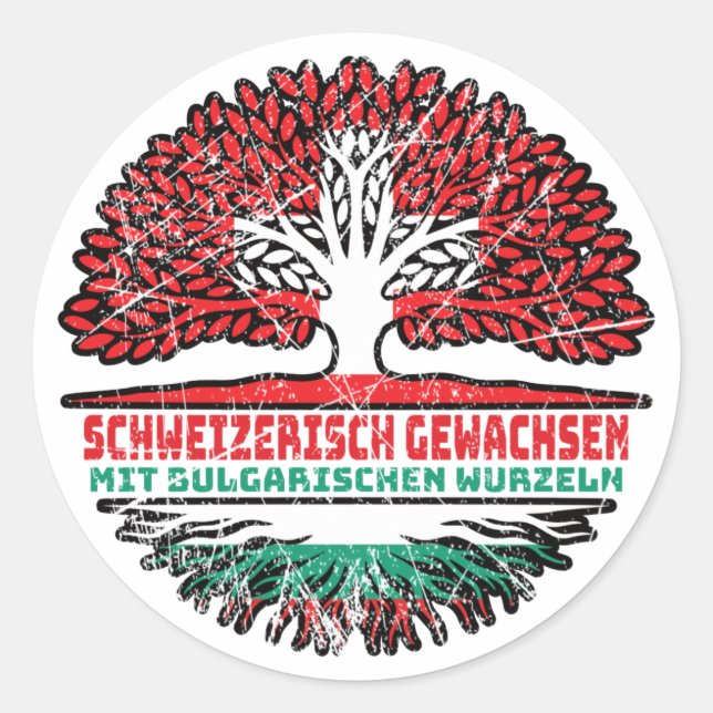 Bulgarisch Schweizer Schweiz Baum Wurzel Runder Aufkleber (Vorderseite)
