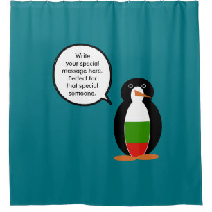 Bulgarisch sprechende Ms. Penguin personalisiert  Duschvorhang
