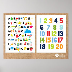 Bulgarische Alphabete und Zahlen Poster