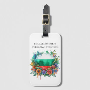 Bulgarische Fahne Fahne Blumenstrauß Folklore Gepäckanhänger