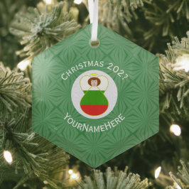 Bulgarische Flagge Engel Weihnachtsnachtsjahr Hexa Ornament Aus Glas
