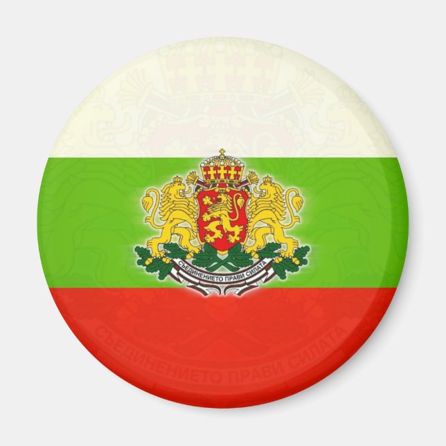 Bulgarische Flagge mit Wappen Magnet (Vorne)