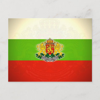 Bulgarische Flagge mit Wappen Postkarte