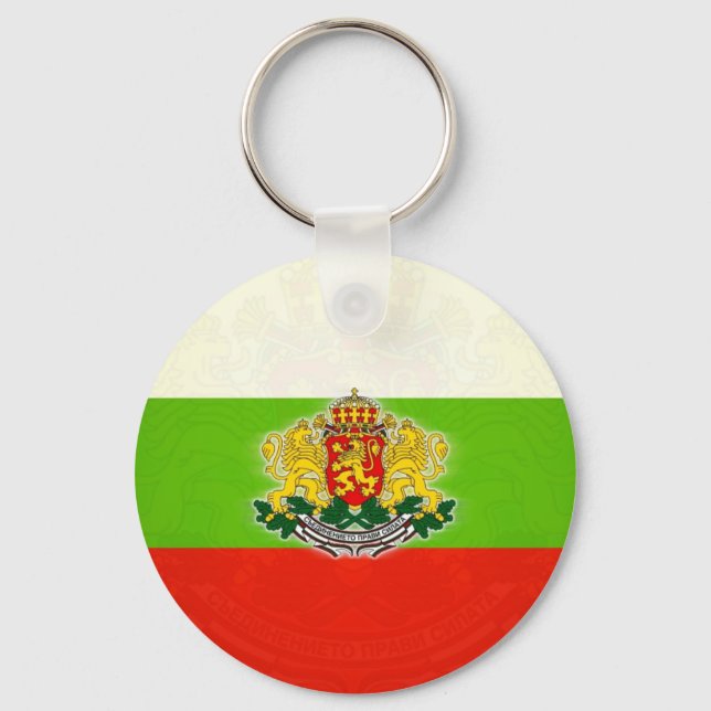 Bulgarische Flagge mit Wappen Schlüsselanhänger (Vorderseite)