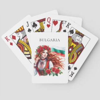 Bulgarische Flagge Tradition Folklore Frauen Rote  Spielkarten