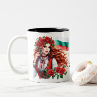 Bulgarische Flagge Tradition Folklore Frauen Rote  Zweifarbige Tasse
