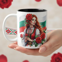 Bulgarische Flagge Tradition Folklore Frauen Rote 