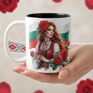 Bulgarische Flagge Tradition Folklore Frauen Rote  Zweifarbige Tasse