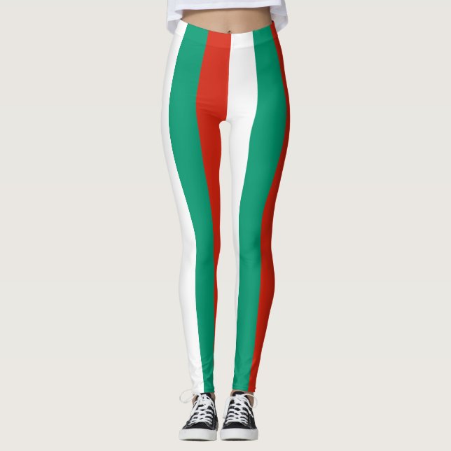 Bulgarische Flaggenfarben Vertikal gestrichen Leggings (Vorderseite)