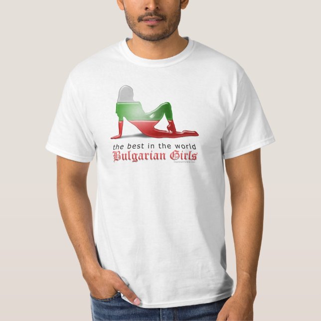 Bulgarische Mädchen-Silhouette-Flagge T-Shirt (Vorderseite)