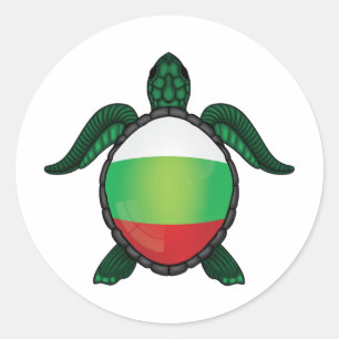 Bulgarische Meeresschildkrötenflagge - Klassischer Runder Aufkleber