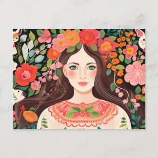 Bulgarische Postkartenfrau Niedliches Motif Postkarte