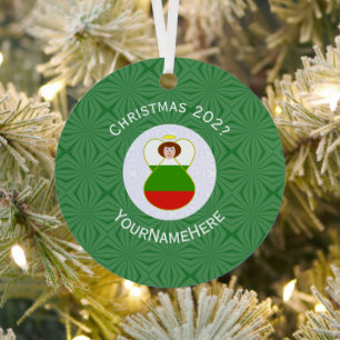 Bulgarischer Engel Weihnachtsflagge Personalisiert Ornament Aus Metall